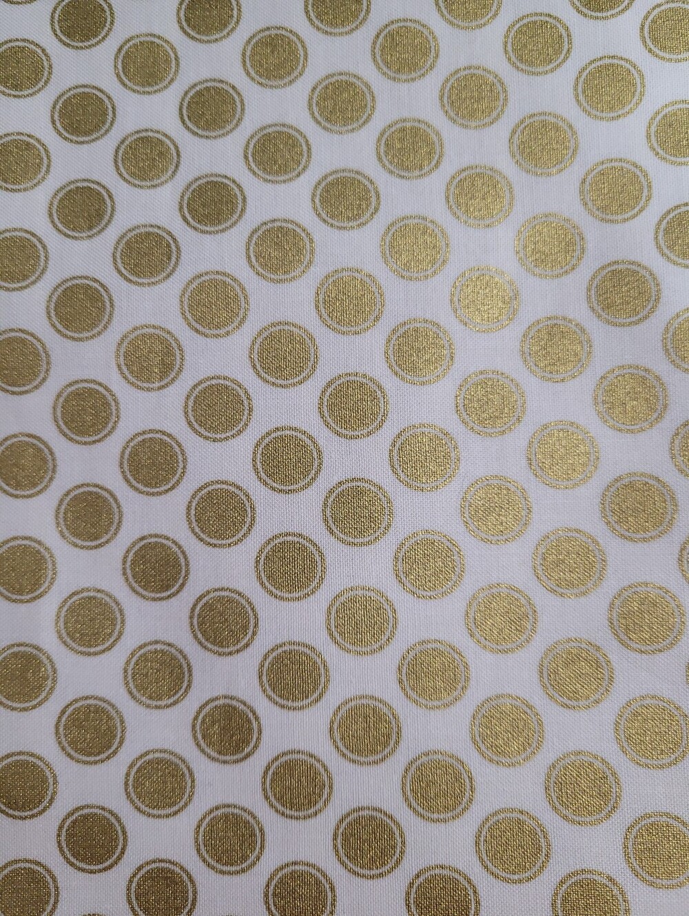 Riley Blake Postcards For Santa Gold Polka Dot Fabric (1094)